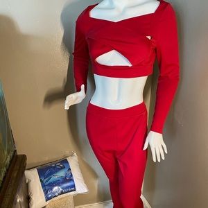 Women’s burgundy 2 piece leggings set